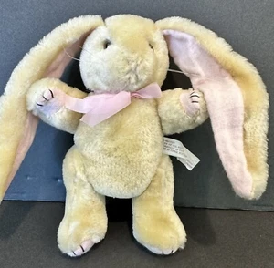 Vintage Plush Bunny Rabbit Long Ears  Jointed 7”T  Stuffed Animal Pink Ears - Picture 1 of 8