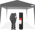 10X10ft Pop Up Canopy Outdoor Portable Gazebo Shade Tent Adjustable  - Dark Gray