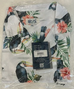 Aloha by UZZI- Men's Hawaiian short sleeve shirt- 2X Large- white w/ Toucans - Picture 1 of 6