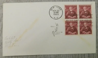 First Day Of Issue Andrew Carnegie NY 1960 Peace Vintage Stamp Envelope Cover - Image 1 of 4