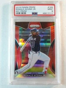 2019 PANINI RED PRIZM RONALD ACUNA JR. PSA MINT 9 #169 - Picture 1 of 2