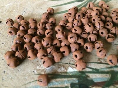 144 Primitive Rusty Tin JINGLE BELLS 6mm 1/4 in 1/4" TINY Christmas Craft Rust * - Image 1 of 4