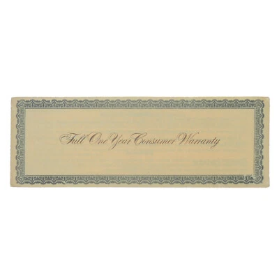 CONCORD WATCH CORPORATION FULL ONE YEAR COSTUMER WARRANTY CARD - Image 1 of 3