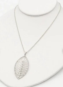 Pandora ALE Sterling Silver PALM Leaf Necklace Pendant With CZ Stones . - Picture 1 of 8