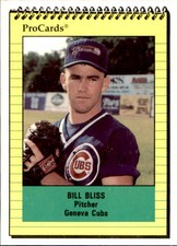 1991 Geneva Cubs ProCards 4207 Bill Bliss Franklin Pennsylvania PA Baseball Card