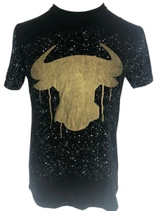 Fresh Laundry Men's T-Shirt Black & White Splatter Gold Bull Face Sz Medium $45 - Picture 1 of 7