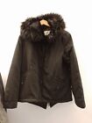Zara Womens Black Coat Fur Hood Medium