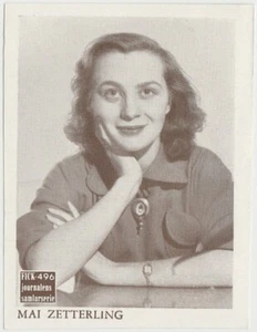Tarjeta coleccionable Mai Zetterling rara década de 1950 FICK Journalen papel stock de Suecia E2 - Imagen 1 de 2