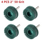 4 pcs Bristle Disc 2" 50 Grit R-Type Abrasive Brush Coarse Bristle Disc Green