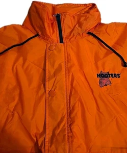 VTG Hooters Rawlings Anorak Nylon Windbreaker Rain Coat Jacket Orange Sz XL New - Picture 1 of 13