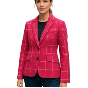 Blazer Talbots Petites para mujer 12P mezcla de lana ventana rosa forrado a cuadros NUEVO - Imagen 1 de 14