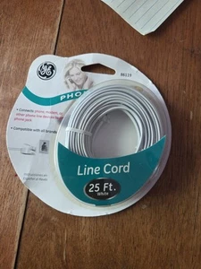 GE *New* White Phone Cord 25ft Telephone Wire Line NEW General Electric #86119 - Zdjęcie 1 z 2