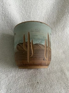 Vintage Gordon Studio Art Pottery Planter Southwest Desert Mountains Cactus 90 - Picture 1 of 9