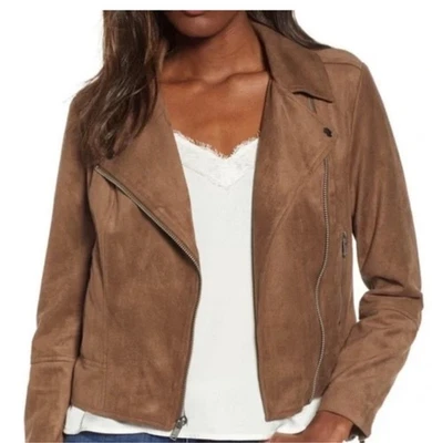 Chaqueta de Moto BB Dakota Marrón Imitación Gamuza con Cremallera Asimétrica Grande Foto 1 de 4