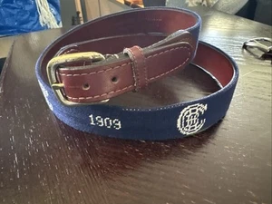 Smathers and Branson Needlepoint Belt BHCC 1909 Country Club Size 38 EUC - Picture 1 of 8