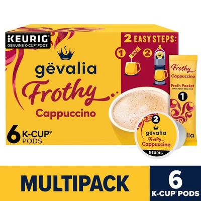 Gevalia Frothy 2 Step Cappuccino Espresso K-Cup Pods, Froth Packets, 6 ct. - Image 1 of 4