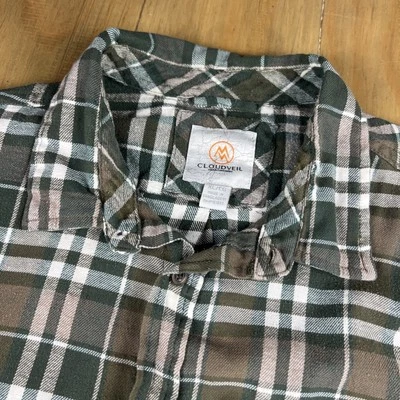 Camisa Cloudveil Para Hombre XL Verde Azul Franela Manga Larga A Cuadros Abotonada Exterior Foto 1 de 4