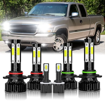 Светодиодные фары для GMC Sierra 1500 2500 1999 2000 2001 2002 + противотуманные фары лампы - Изображение 1 из 4