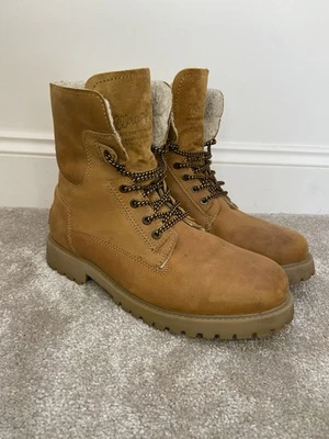 Wrangler Aviator Winter Boots Mens Size 10. Tan Leather With Faux Wool Lining. - Image 1 of 4
