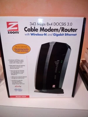 Zoom 343 Mbps 8x4 DOCSIS 3.0 Cable Modem Router With Wirreless-N and Gigabit - Image 1 of 3