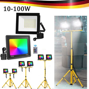 LED Fluter Außen 10-100W mit Stecker/Stativ  Flutlicht Baustrahler Scheinwerfer  - Bild 1 von 277