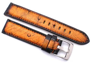 20mm made Germany Genuine Ostrich Leather Skin cognac Watch Strap Band 20/18mm - Picture 1 of 3