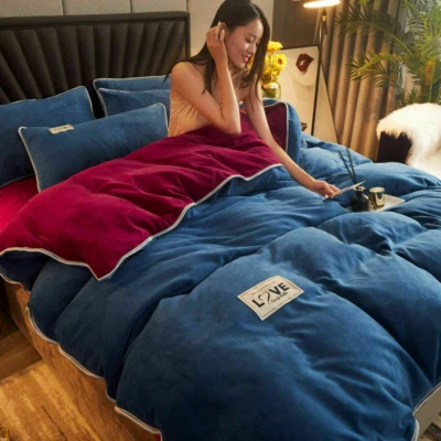 Funda nórdica de terciopelo de invierno AB lateral coral polar funda nórdica de felpa corta Foto 1 de 4