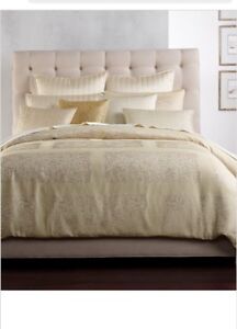 Hotel Collection Patina King Duvet Cover Gold Tone Textured Jacquard $420