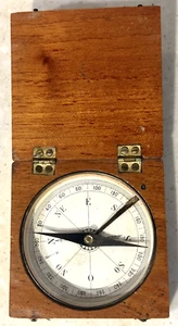 Antique Late 1800s - Early 1900s Working Compass Mahogany Case Great Condition - Picture 1 of 7