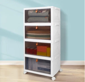 4 Tier Stackable Plastic Storage Bins with Lid and Wheels - 23 QT Closet Organiz - Picture 1 of 7