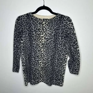 Suéter Talbots para mujer 100 % cachemir top mediano pequeño manga 3/4 guepardo - Imagen 1 de 5