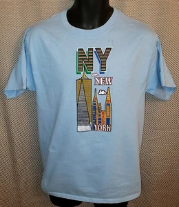 Camiseta de recuerdo NY New York One World Trade Center azul claro - adulto mediana - Imagen 1 de 3