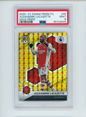 2020-21 Alexandre Lacazette Panini Mosaic Gold Prizm Arsenal Card 1/10 PSA 9 - Image 1 of 3