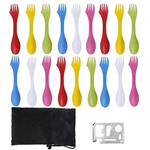 18 Pack Utility Spork Fork and Spoon Combo for Camping Travel Home Restaurant - Picture 1 of 7