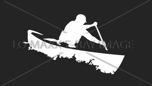 Open Boater Whitewater Canoe White 5" x 2.9" Die Cut Vinyl Decal - Picture 1 of 4
