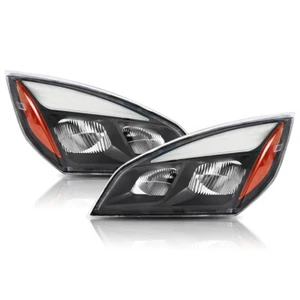 For 2018-2022 Freightliner Cascadia Halogens Black Housing Headlights Headlamps - Picture 1 of 12