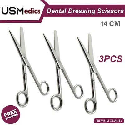 Dental Dressing Operating Surgical Cutting Scissors Medium 14cm 3 PCS BEADEN® - Image 1 of 4