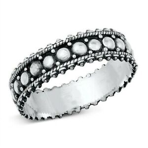 Bali Ring Genuine Sterling Silver 925 Oxidized Jewelry Face Height 6 mm Size 7