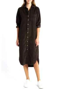 NWOT FRANK & EILEEN RORY COTTON CORDUROY LONG SLEEVE SHIRT DRESS EXPRESSO SZ XS - Picture 1 of 14