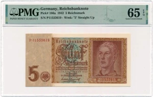 Germany - 5 Reichsmark 1942 * P186a * PMG Gem UNC 65 EPQ - Picture 1 of 2