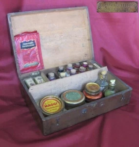 1930s ANTIQUE GERMAN Dr.SHOENFELD WOODEN BOX w/BOTTLES & BOXES - Picture 1 of 12