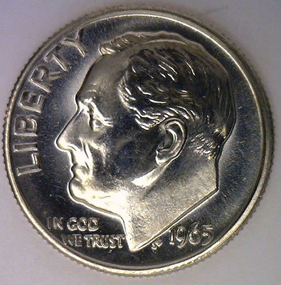 1965 Roosevelt Dime Ten-Cent Coin SMS from United States Special Mint Set - Image 1 of 2
