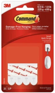 Command Small Refill Strips White 20-Strips (17022-ES) 20 Strips NIP - Picture 1 of 3