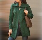 Carraig Donn Ireland Wool Cardigan Jacket Single Button Green Cable Knit S Nwt