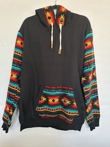 Southwestern Cotton Colorful fleece Sweatshirt Sz large Native Treasures Hoodie - Picture 1 of 7