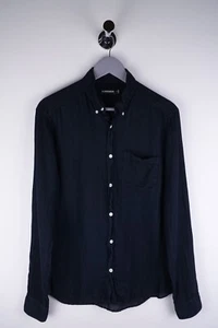 J.Lindeberg CLEAN LINEN SLIM SHIRT Men Casual Shirt Dark Blue size M - Picture 1 of 6