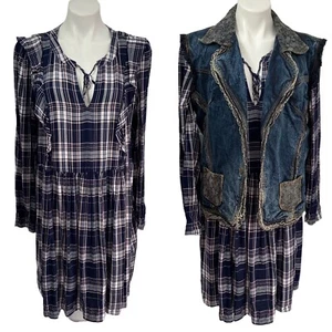 Loft Kleid Weste Damen großes Paket kariert Landhaus Prärie Rüschen Karriere Picknick - Bild 1 von 12