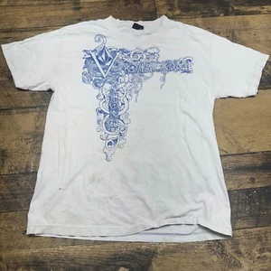Vtg Volcom Graphic T-Shirt Short Sleeve Casual White Blue Mens Size L SPOTS - Picture 1 of 8