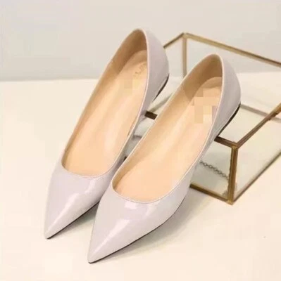 Womens Flats Patent Leather Slip on Pointed Toe Footwear Casual Shoes Plus Size - Image 1 of 4