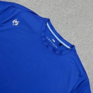 Greyson Shirt Mens Large Blue Short Sleeve Crew Tee Brrr Golf Stretch UPF Wolf - Picture 1 of 8